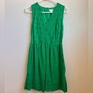 J. Crew Green Women’s Eyelet Sleeveless Dress